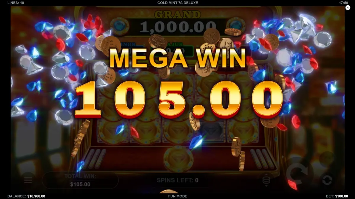 Tampilan visual slot Gold Mint 7s Deluxe dengan simbol 7 emas dan permata
